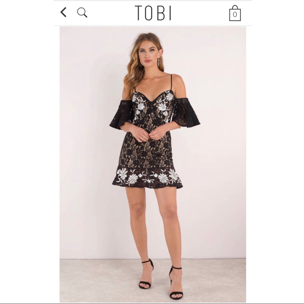 Black and white lace dress